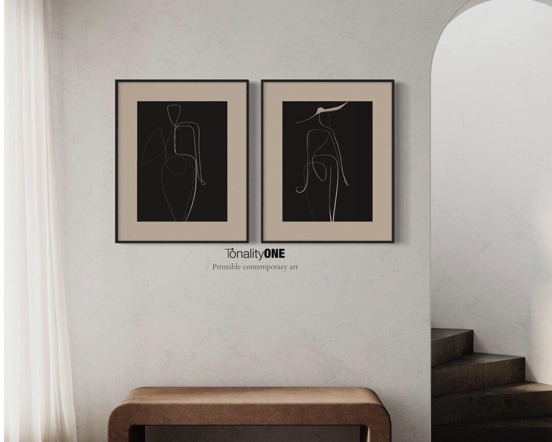 Minimalist Woman Line Art Print Set: Abstract Figurative Art (digital ...