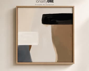 Beige and Black Abstract Art Print: Minimalist Home Decor (Digital Download)