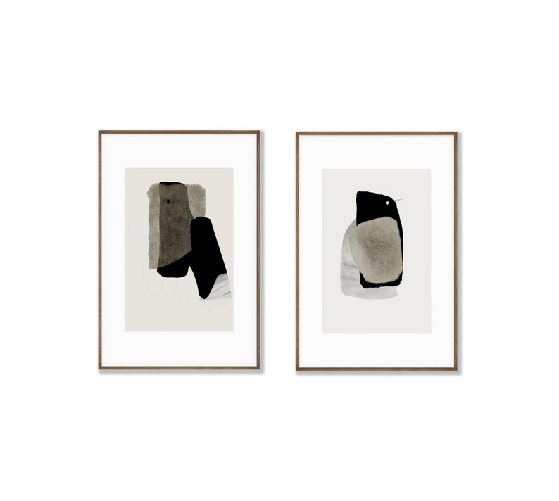 Set of 2 Abstract Art Portrait Digital Print Download, 24x36 30x40 contemporary modern wall decor image 2