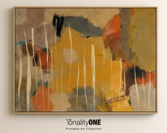 Radiant Blooms Abstract Art Print: Beige & Pastel Home Decor (Digital Download)