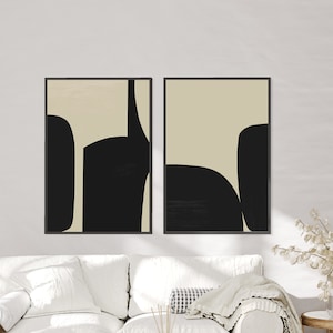 Abstrakte Kunst Druck Set, 2 Schwarz & Weiß abstrakte Kunst, Printable Abstrakt, sofortiger Download, Minimal Kunstdrucke, Galerie Wand Kunst Set