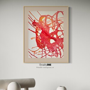 Pop Abstract Drip Art Instant Download, Premium Drip Painting, Pink Wall Decor, Digital Print Download, Contemporary Artwork | 0057
