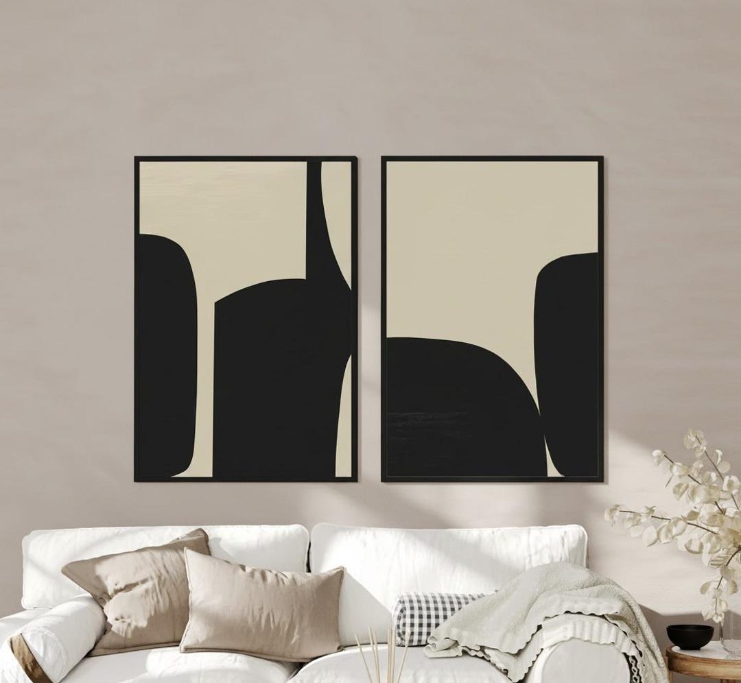 Black and White Abstract Art Print Set: Minimalist Gallery Wall ...