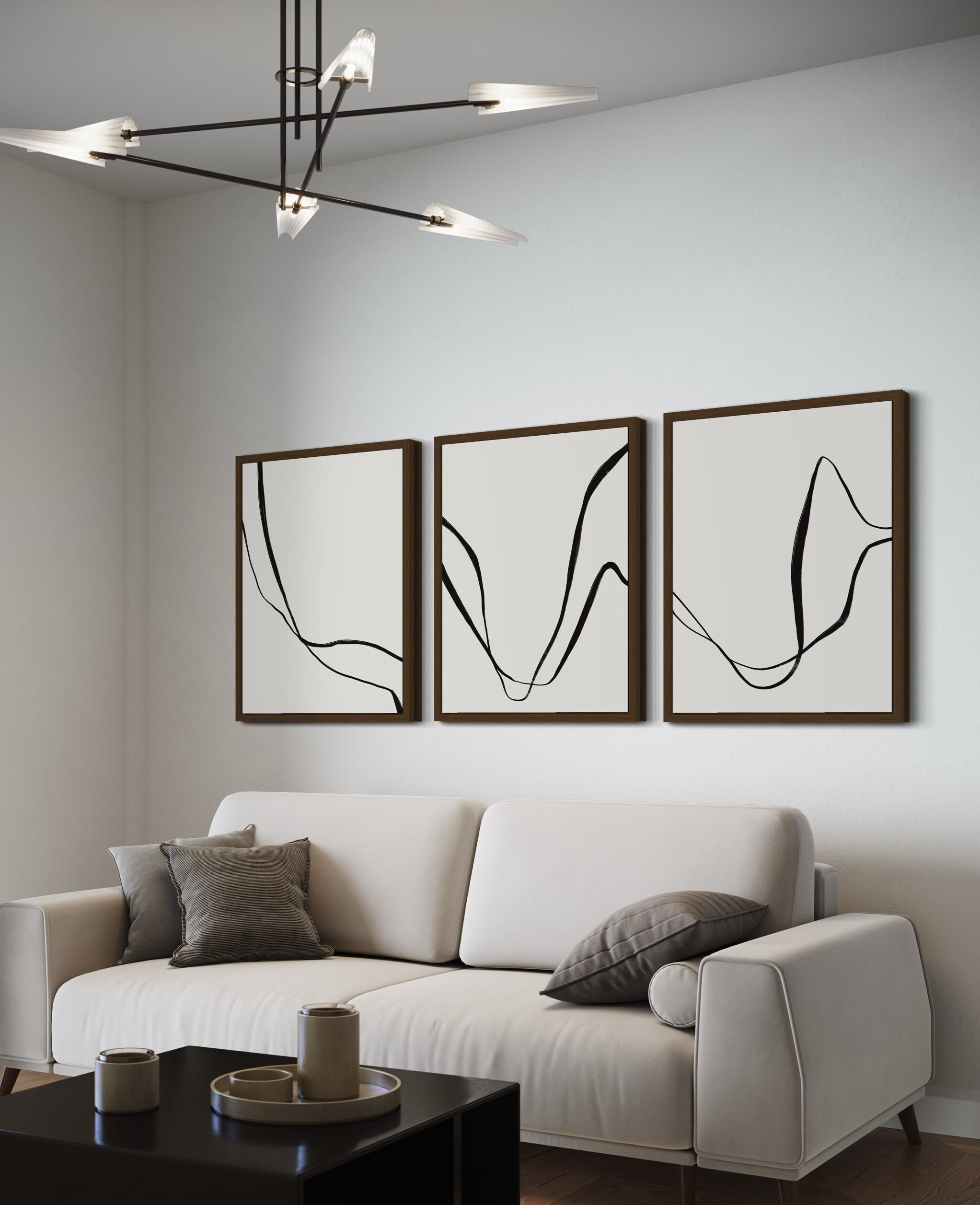 Modern Simple Minimal Gallery Wall Art Set of 3 Black and White Simple ...