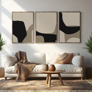 Abstract Beige & Black Gallery Wall Art Set (Digital Download)