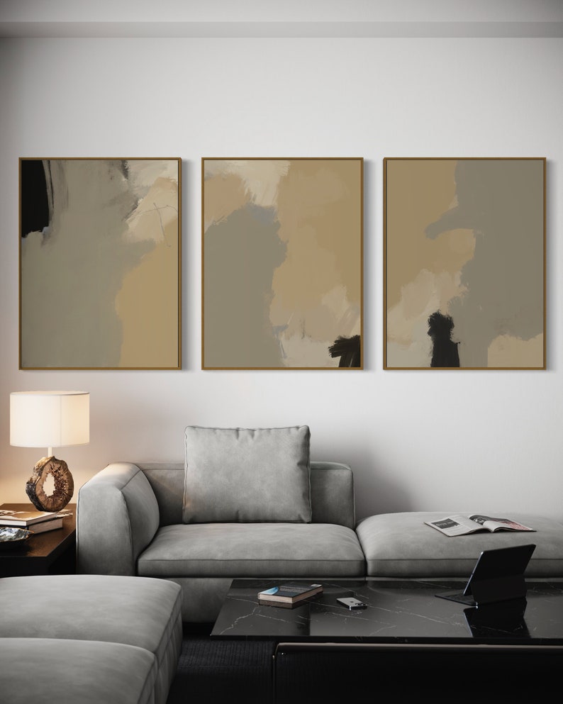 Download Modern Abstract Art Prints Set of 3 Printable Wall Art Beige Brown Wall Art Bedroom Posters wall abstracted art Abstract 0010 image 4