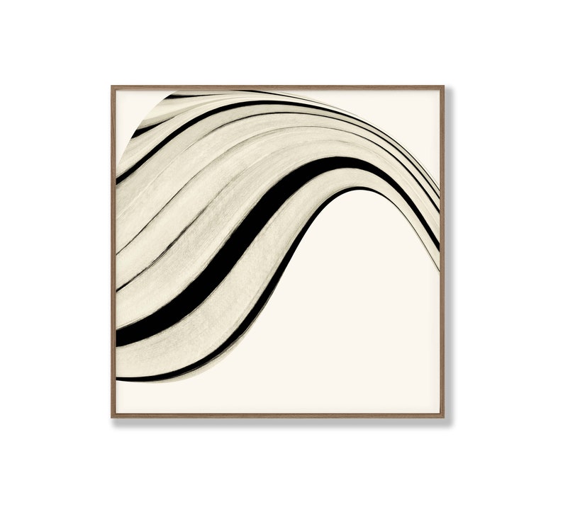 Courbe abstraite noir et blanc, impression minimaliste grand art mural, téléchargement numérique abstrait moderne, décoration d'intérieur contemporaine imprimable neutre image 7