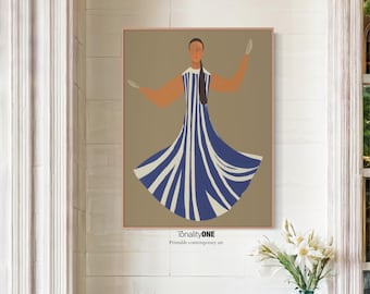 Abstract Woman Art Print: Mid-Century Modern Female Figure (Digital Download)