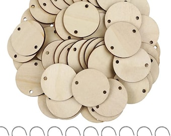 Birthday Board Tags: 1.5&quot; Wooden Discs with Silver Hooks