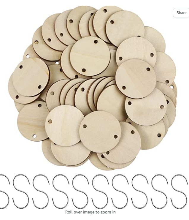 Wooden Discs with Holes Unfinished Wood Tag Coin Circles for Birthday Board  DIY Family Art Project 60pcs