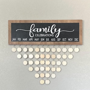 Handmade Family Birthday Calendar Sign: Wooden Wall Hanging