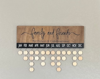 Handmade Family Birthday Calendar Sign: Wooden Wall Hanging