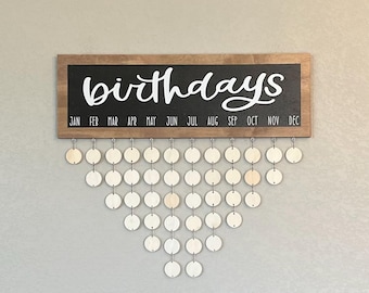 Handmade Family Birthday Calendar Sign: Wood Wall Hanging
