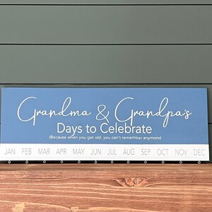 Handmade Grandparents Birthday Calendar Sign: Wood Wall Hanging