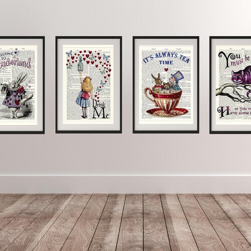 Alice Wonderland all mad here Vintage Art Print Poster A1 A2 A3 A4 A5 