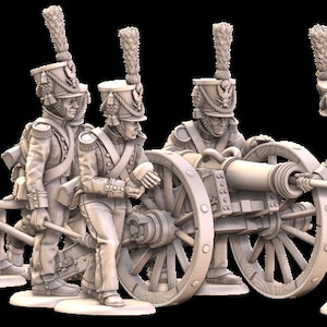 Polish Foot Artillery Unpainted 3D Printed Model Figures - Napoleonic Era