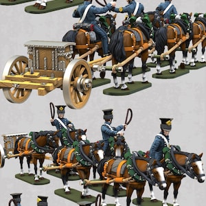 Polish Horse Artillery with Austrian Limber  Unpainted 3D Printed Model Figures - Napoleonic Era