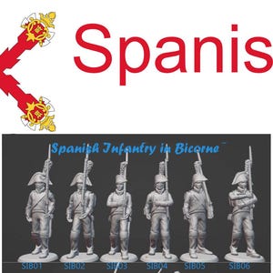 Spanish Infantry In Bicorn 3D Printed Model Figures - Napoleonic Era