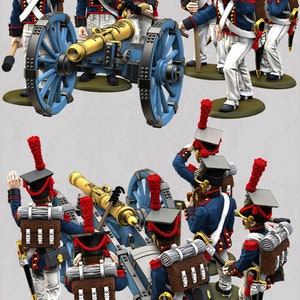 Polish Regimental Artillery Unpainted 3D Printed Model Figures - Napoleonic Era