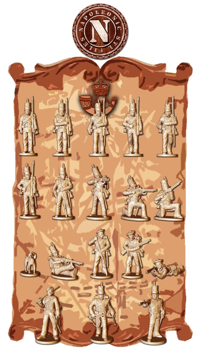 British 95th Rifles 3D Printed Model Figures - Napoleonic Era