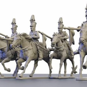 Prussian Lützow&#39;s Freikorps Cavalry Unpainted 3D Printed Model Figures - Napoleonic Era