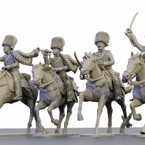 Prussian Cavalry Unpainted 3D Printed Model Figures - Napoleonic Era