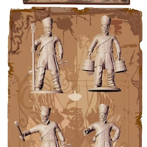Prussian Artillery in grey coat 3D Printed Model Figures - Napoleonic Era