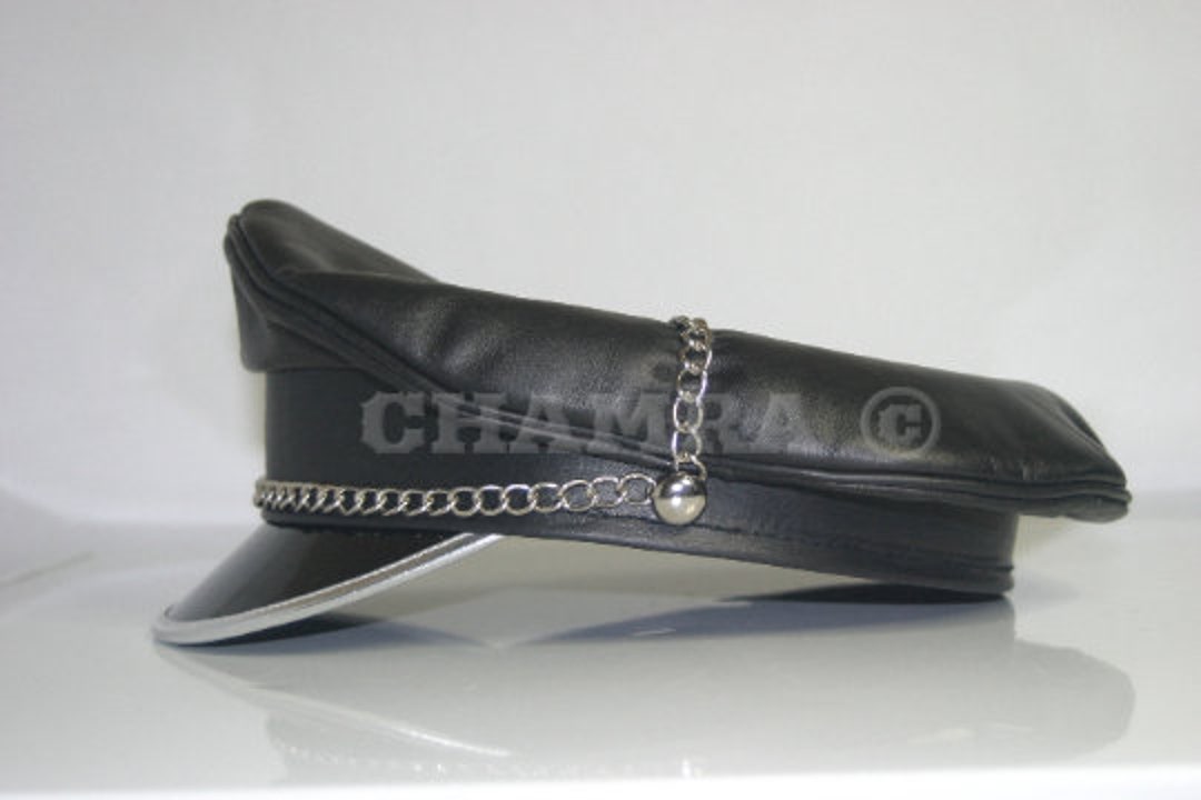 【MORE THAN BLACK】LEATHER BERET Cool Punk Rock Beret Black Uniform Metal Decorate Handsome