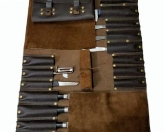 Genuine Leather Knife Roll, Chef Knife Roll, Knife Case,Knives Roll Holder, Leather Knife Roll Bag, Chef Gift