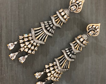 Dangle And Drop Earrings, Victorian CZ Jhumki/Jhumka Earrings, Indian Earrings, Pakistani Earrings, Bollywood Earrings