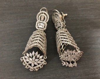 Dangle And Drop Earrings, Victorian CZ Jhumki/Jhumka Earrings, Indian Earrings, Pakistani Earrings, Bollywood Earrings