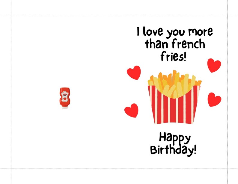 Printable Birthday Card, French Fry Birthday Card, Digital Download ...