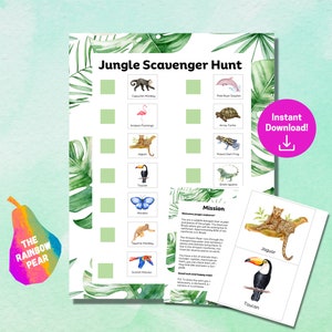 Aventura de búsqueda del tesoro en la jungla para niños, Juego imprimible, Descarga digital