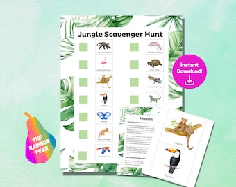 Chasse au trésor dans la jungle, aventure pour enfants, jeu imprimable, téléchargement numérique