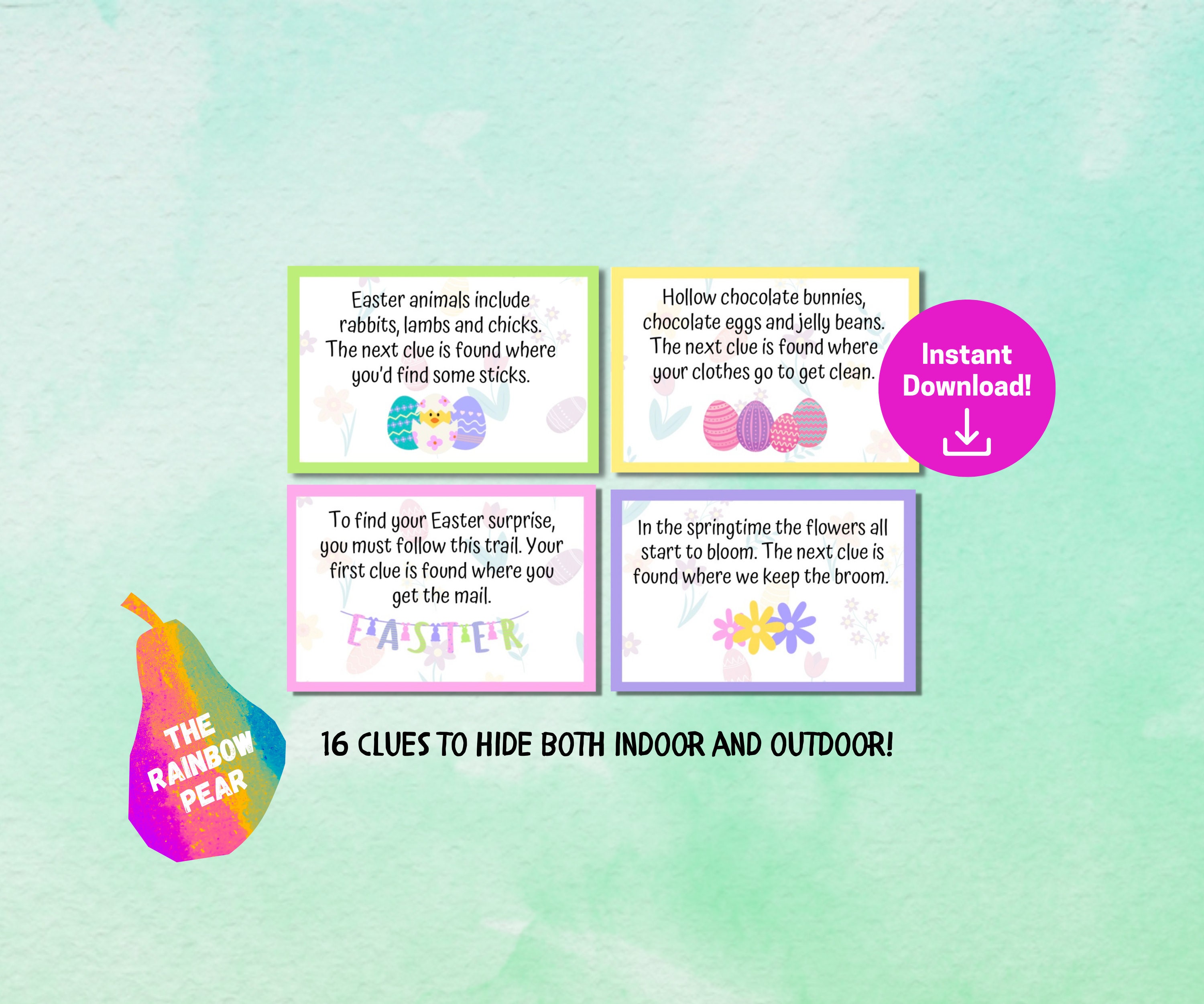 Easter Treasure Hunt for Kids, Printable Easter Clues, Easter Scavenger ...