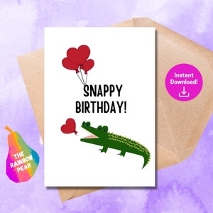 Printable Birthday Card, Crocodile Birthday Card, Digital Download - Etsy