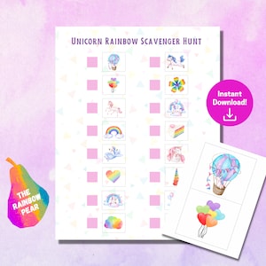 Unicorn Scavenger Hunt, Birthday Party, Treasure Hunt,  Digital Download