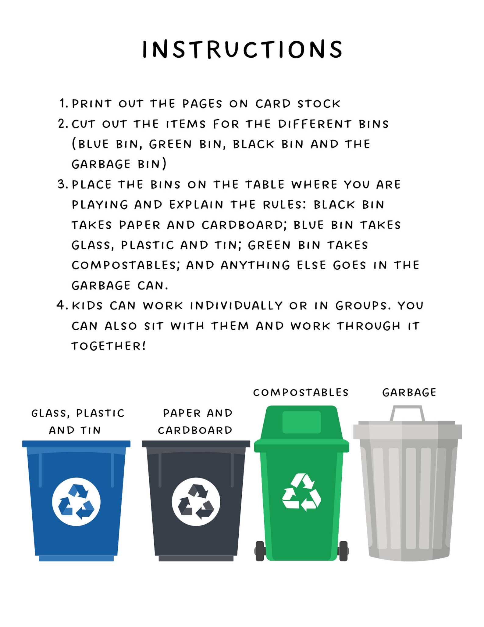 Printable Recycling Sorting Game, Earth Day Activity, Classroom ...