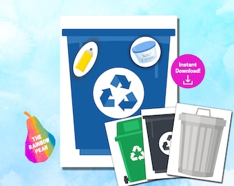 Printable Recycling Sorting Game, Earth Day Activity, Classroom, Kindergarten, Digital Download