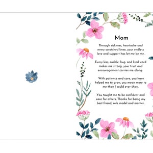 Printable Mothers Day Poem Floral Greeting Card for Mom - Etsy
