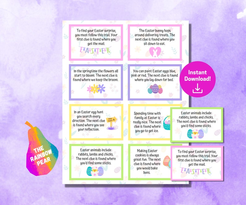 Easter Treasure Hunt for Kids, Printable Easter Clues, Easter Scavenger ...