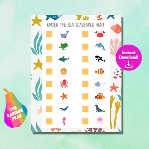 Under the Sea Scavenger Hunt, Printable Game, Treasure Hunt, Digital Download