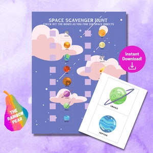Space Scavenger Hunt for Kids, Printable Game, Outer Space Theme, Treasure Hunt