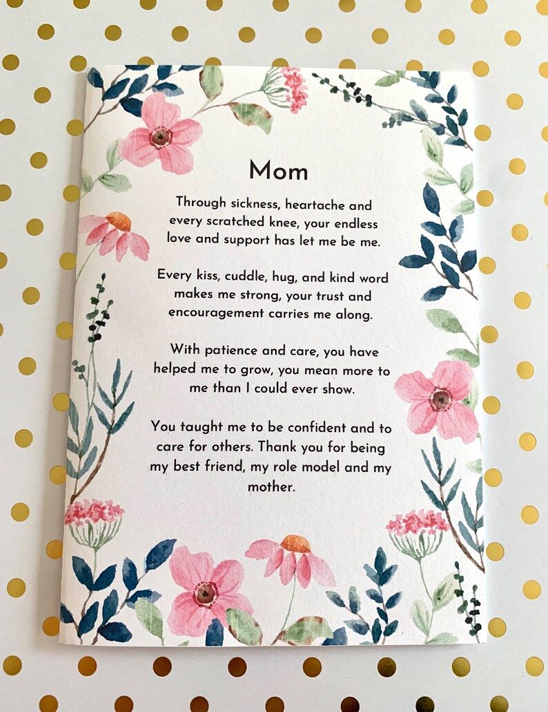 Printable Mothers Day Poem Floral Greeting Card for Mom - Etsy
