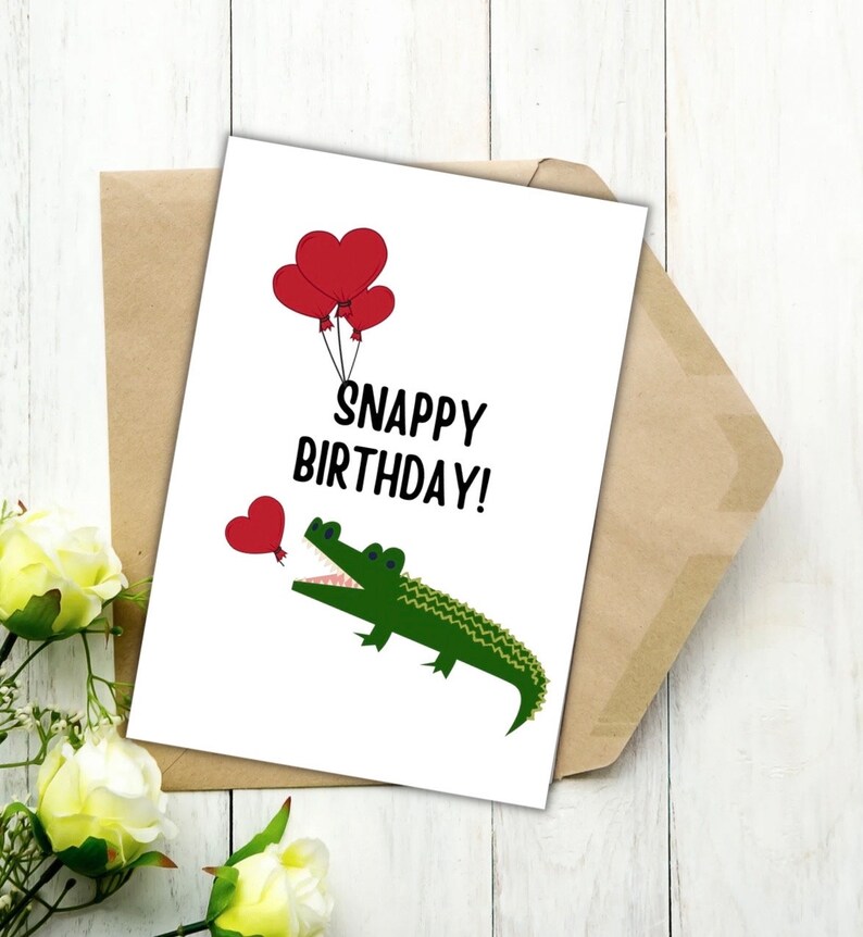 Printable Birthday Card, Crocodile Birthday Card, Digital Download - Etsy