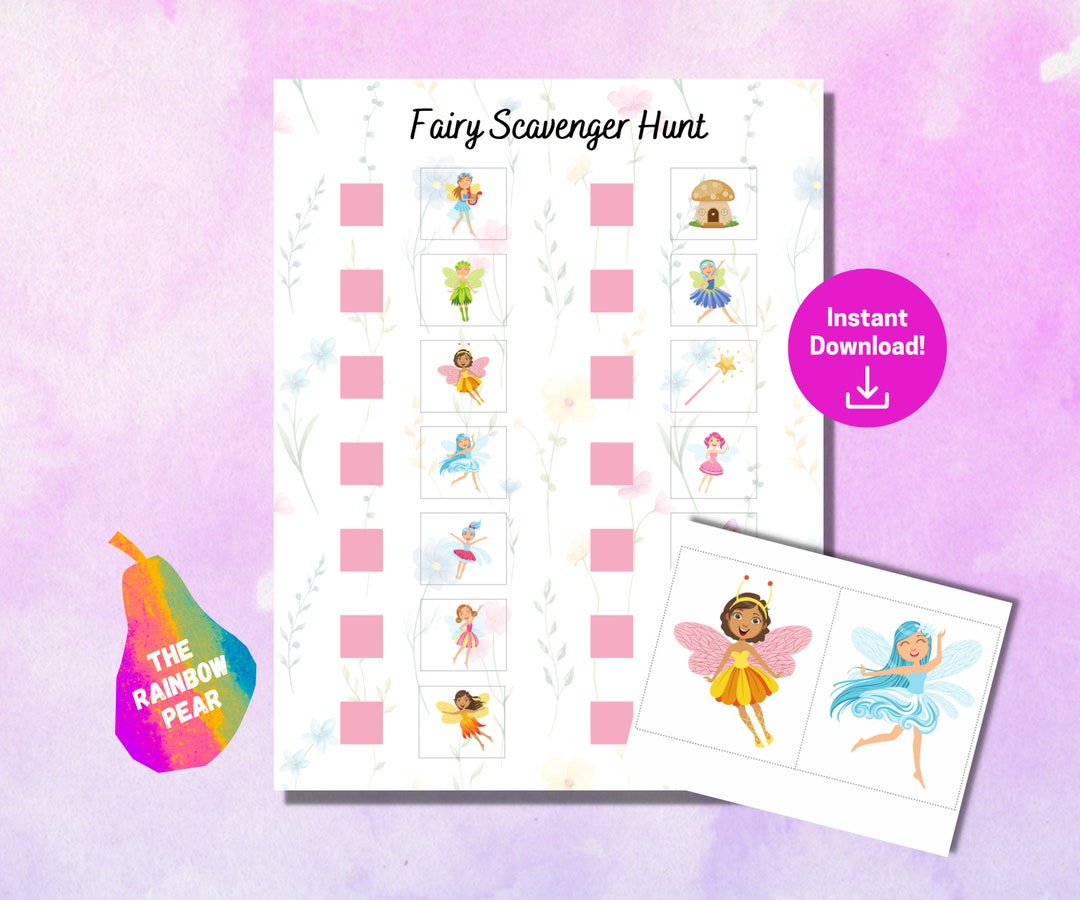 Fairy Scavenger Hunt, Birthday Party Game, Woodland, Printable, Digital ...