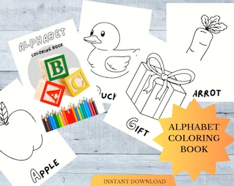 Alphabet coloring Book for Preschool Kids, Easy and Interesting