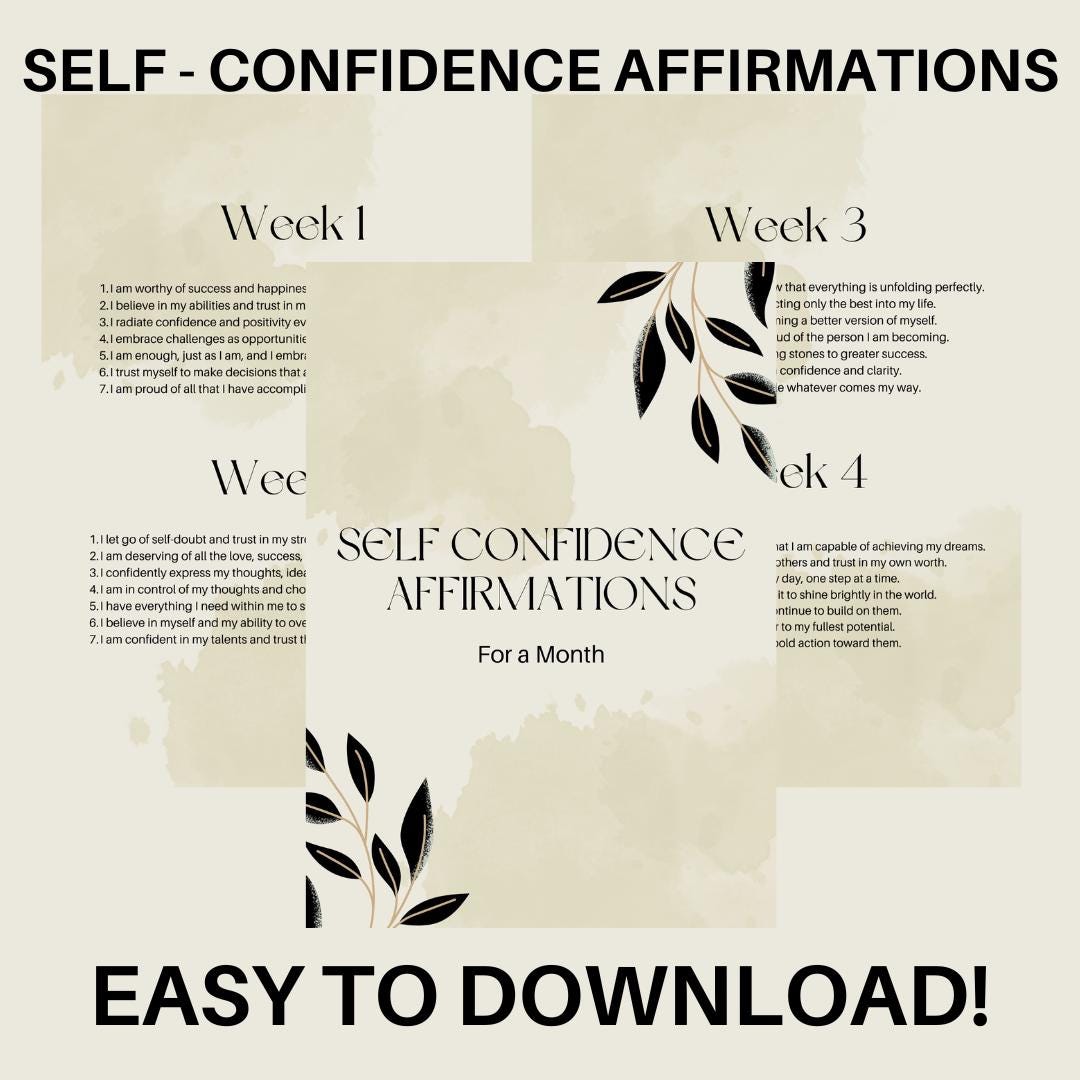 Self Confidence Affirmations | Self Confidence Planner | Self Worth ...