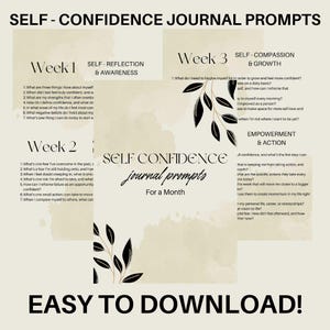 Self Confidence Journal Prompts, Self Acceptance prompts, Journaling prompts, Inner growth Journal Prompts, Self Love