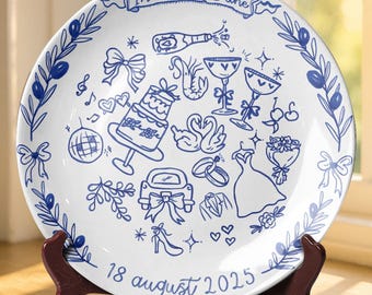 Personalized Porcelain Platter Plate, Wedding Gift for Newlyweds, New Home Gift, Romantic Whimsical Ceramic, Birthday Gift P227MGF0